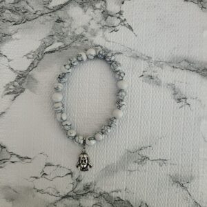 Mohanji Blessings Bracelet – White Howlite Beads with Mohanji Charm.